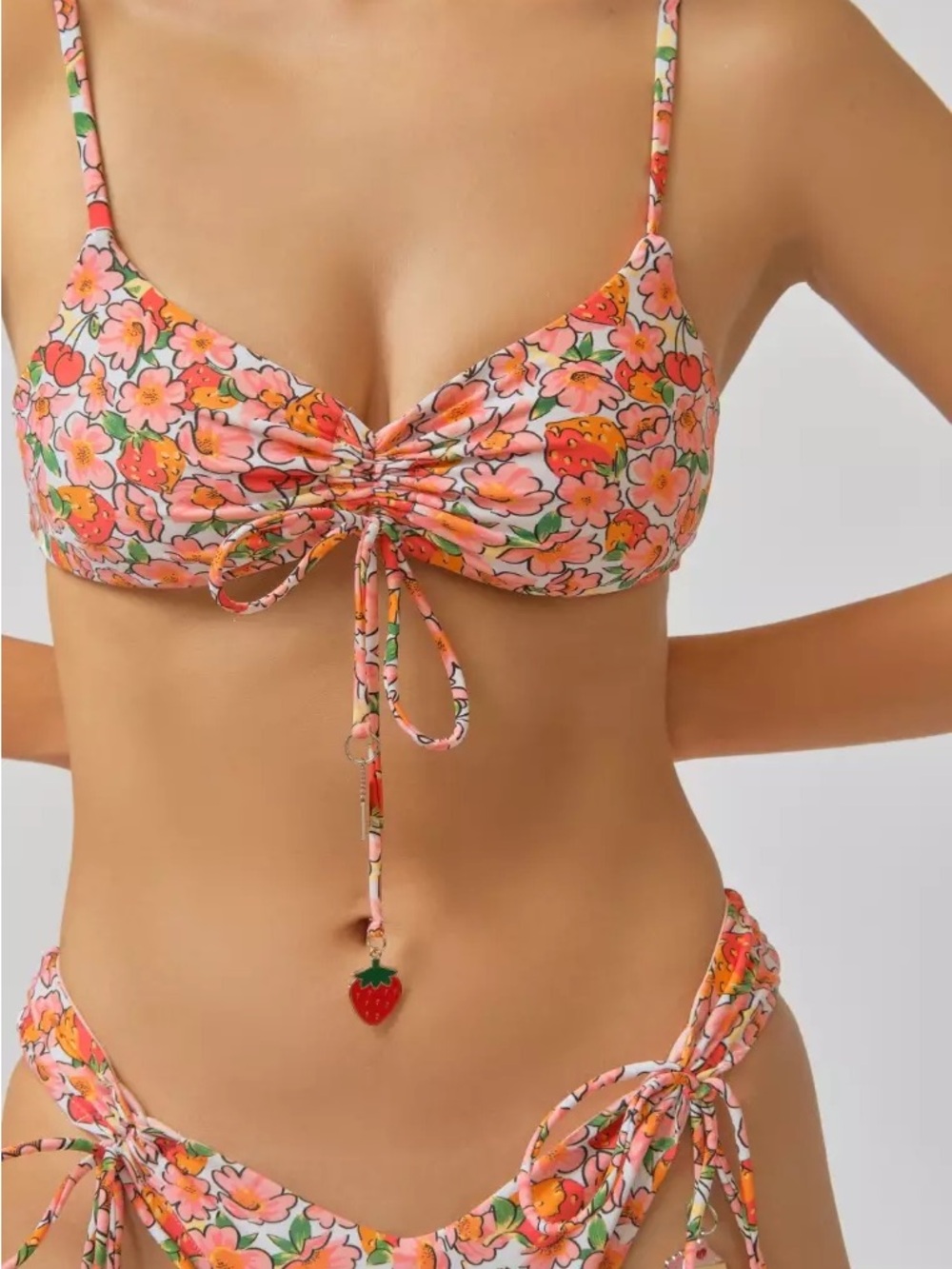 Blackbough Pink Floral Tie-Front Bikini Set SMALL